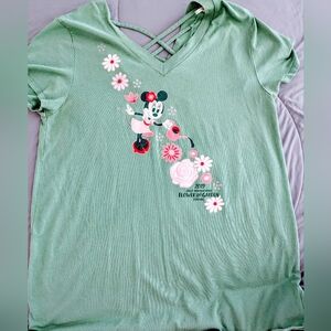 Green Minnie Mouse Flower Garden Shirt XL